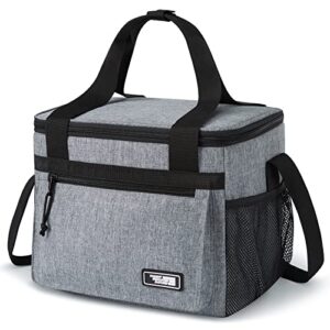 tourit large lunch bag 24-can (14l) insulated lunch box portable soft cooler lunch cooler for adult men women, grey