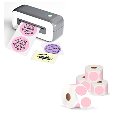 Phomemo Thermal Label Printer with Circle Thermal Labels 4 Rolls