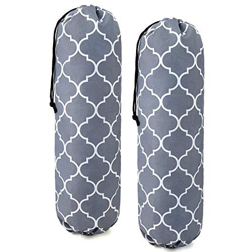 Large Grocery Bags Holders Bulk 2 Pack Heavy Duty Lightweight Plastic Sack w Hanging Loop Washable Shopping Bag Storage Dispensers for Garbage Bags Organizer with Drawstring Grey Cute Geometric Design