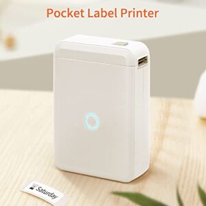 Label Maker D110 Portable Wireless Connect Rechargeable Mini Label Printer with Tape for Phone Compatible School Office Home Organization White