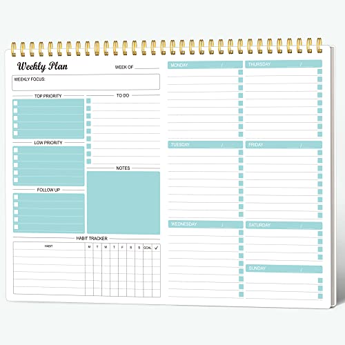 Weekly Planner Notepad Undated Weekly Goals Schedule Planner To Do List Notebook Planning Pad Calendars Organizers Habit Tracker Journal for Men & Women,52 Weeks (8.5x12")