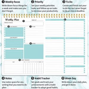 Weekly Planner Notepad Undated Weekly Goals Schedule Planner To Do List Notebook Planning Pad Calendars Organizers Habit Tracker Journal for Men & Women,52 Weeks (8.5x12")