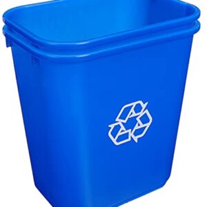 AmazonCommercial 7 Gallon Commercial Office Wastebasket, Blue w/Recycle Logo, 2-Pack