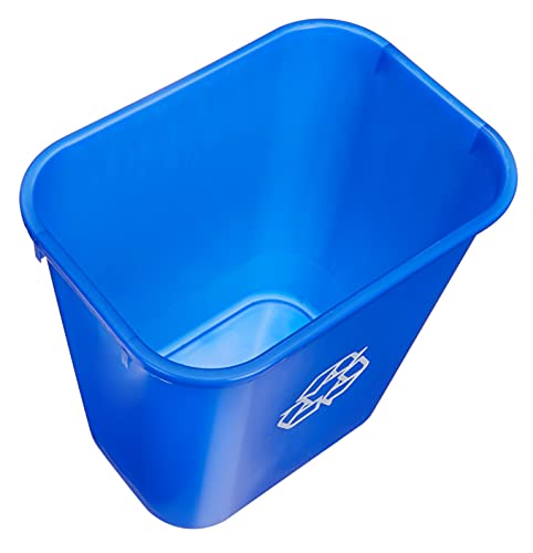 AmazonCommercial 7 Gallon Commercial Office Wastebasket, Blue w/Recycle Logo, 2-Pack