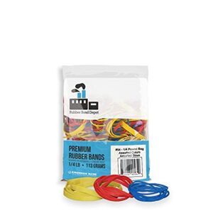 Assorted Color Rubber Bands, Rubber Band Depot Multi Color Rubber Bands, Assorted Sizes, for School, Office Or Home - 1/4 Pound Bag