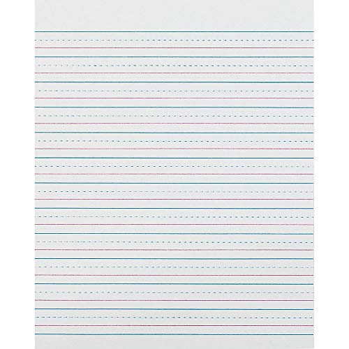 Pacon PACZP2413 Zaner-Bloser Sulphite Handwriting Paper, Dotted Midline, Grade 2, 1/2" x 1/4" x 1/4" Ruled Short, 8" x 10-1/2", 500 Sheets