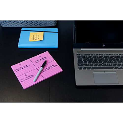 Post-it Super Sticky Notes, 8x6 in, 4 Pads, 2x the Sticking Power, Energy Boost Collection, Bright Colors, Recyclable (6845-SSPL)