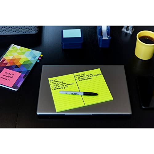 Post-it Super Sticky Notes, 8x6 in, 4 Pads, 2x the Sticking Power, Energy Boost Collection, Bright Colors, Recyclable (6845-SSPL)