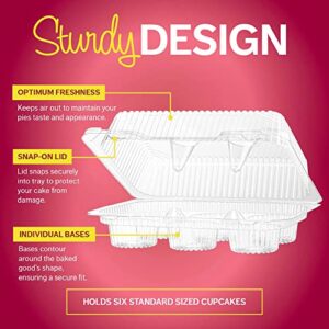 Plastic Cupcake Containers Boxes | 6 Compartment – 42 Pack | Disposable High Dome Dozen Cupcake Holder With Lid Bulk | Extra Sturdy Stackable Cupcake Boxes | Durable Muffin Packaging Transporter To Go