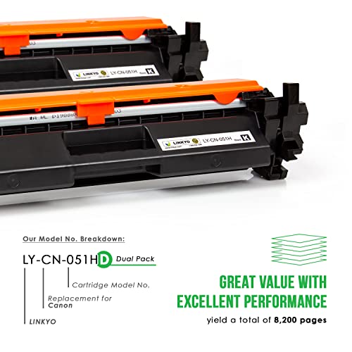 LINKYO Compatible Toner Cartridge Replacement for Canon 051H 051 High Capacity (Black, 2-Pack)