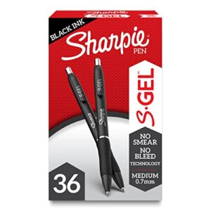 sharpie s-gel, gel pens, medium point (0.7mm), black ink gel pen, 36 count