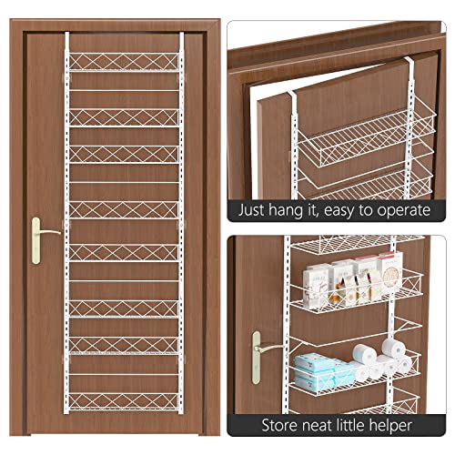 Skycarper Over The Door Pantry Organizer,Adjustable 8 Baskets Closet Rack Hanging Spice Space Saver,White