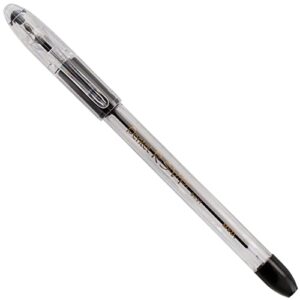 Pentel(R) R.S.V.P.(R) Ballpoint Pens, 1.0 mm, Medium Point, Clear Barrel, Black Ink, Pack Of 12, BK91-A