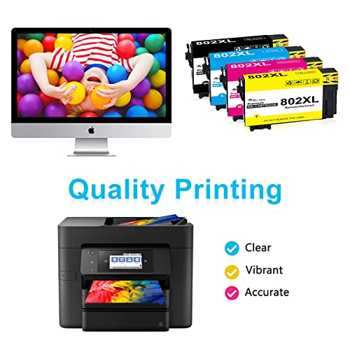 OINKWERE Remanufactured 802XL Ink Cartridge Replacement for Epson 802 Ink Cartridges T802XL T802 to use with Workforce Pro WF-4740 WF-4730 WF-4720 WF-4734 EC-4020 EC-4030 Printer (4 Pack)