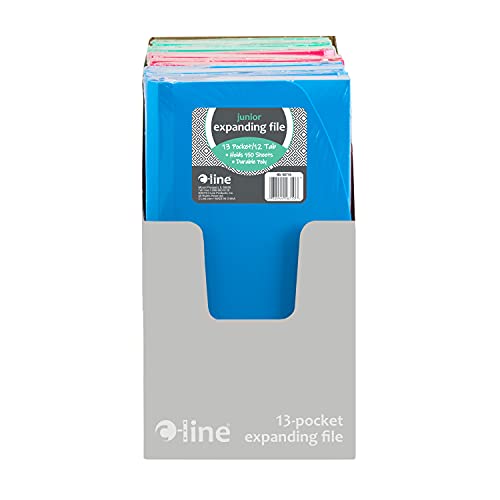 C-Line 13-Pocket Poly Expanding File, 10 x 5 Inches, Junior Size for Receipts and Checks, Includes Tabs, 1 File, Color May Vary (58710)
