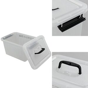 Ggbin 6 Quart Clear Latch Storage Box with Black Handle and Latches - 4 Pack