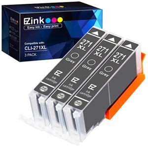 e-z ink (tm) compatible ink cartridge replacement for canon cli-271xl cli 271 xl compatible with pixma ts8020 ts9020 mg7720 printer (gray, 3 pack)