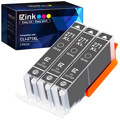 E-Z Ink (TM) Compatible Ink Cartridge Replacement for Canon CLI-271XL CLI 271 XL Compatible with PIXMA TS8020 TS9020 MG7720 Printer (Gray, 3 Pack)