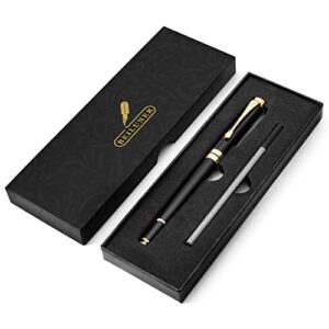 BEILUNER Ballpoint Pens, Stunning Black Chrome Metal Pen with Golden Trim, Best Ball Pen Gift Set for Men & Women, Professional, Executive, Office, Nice Pens-Gift Box with 0.5mm Black Extra Refill