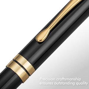 BEILUNER Ballpoint Pens, Stunning Black Chrome Metal Pen with Golden Trim, Best Ball Pen Gift Set for Men & Women, Professional, Executive, Office, Nice Pens-Gift Box with 0.5mm Black Extra Refill