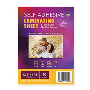 self adhesive laminating sheets 11 x 17 inch, 10 pack, 4mil thickness, no heat, no machine laminating sheets self sealing by ha shi