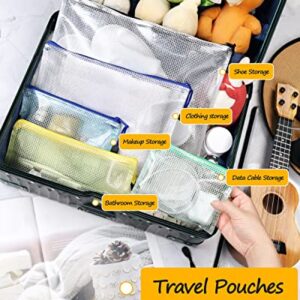 SUNEE 12pcs Mesh Zipper Pouch 11x16, Large Storage Bags for Board Game & Puzzle Organizing, Reusable Plastic Zip Organizer for Travel (A3, 6 Colors)