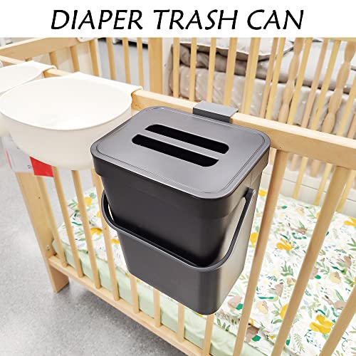 StoneSpace Kitchen Compost Bin for Countertop, Hanging Small Trash Can with Lid Under Sink for Kitchen Bathroom, Mountable Compost Bucket, Black