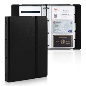 deli business card book holder, business card organizer, name card book holder, portable office business card holder, hold 180 cards, black