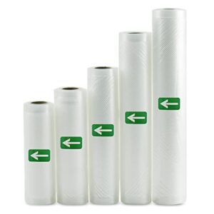 Mozing Vacuum Sealer Bags, Commercial Grade Food Seal Bag Rolls, Meal Saver Bags for Storage or Sous Vide, 5 Pack 1 Roll 5.9" x 11', 1 Roll 6.7" x 11', 1 Roll 7.9" x 11', 1 Roll 9.8" x 11' and 1 Roll 11" x 11' (5 Rolls)