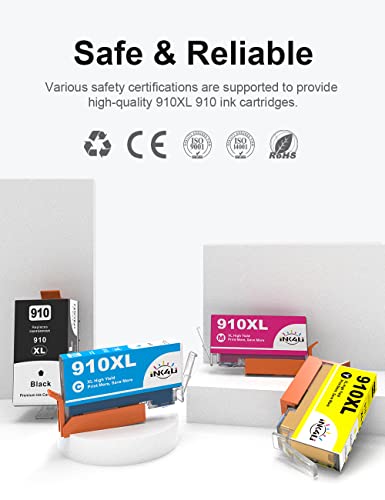 INK4U Compatible 910 Ink Cartridges Replacement for HP 910XL Ink Cartridges Combo Pack to Work with HP OfficeJet Pro 8025 8035 8020 8030 8028 OfficeJet 8022 8018 8015 8010 Printer (1B1C1M1Y, 4-Pack)