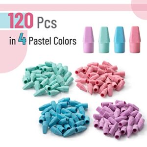 Mr. Pen- Pencil Top Erasers, Pastel Colors, 120 Pack, Pencil Erasers Toppers, Pencil Cap Erasers, Eraser Tops, Pencil Top Erasers Bulk, Eraser Caps for Pencils, Cap Erasers for Pencils Bulk