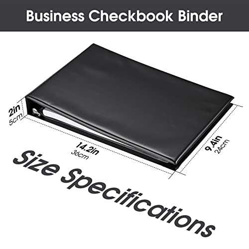 7 Ring Business Check Book Binder, 600 Checks Capacity for 9" x 13" Sheets, PU Leather Checkbook Holder with Zip Pouch