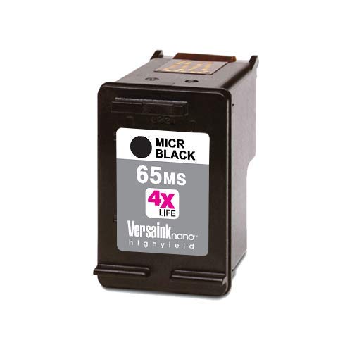 VersaInk-nano HP 65 MS MICR Black Ink Cartridge for Check Printing & VersaInk-Nano 65 CS Tri-Color Ink Cartridge Pack, Cyan, Yellow, Magenta, Black