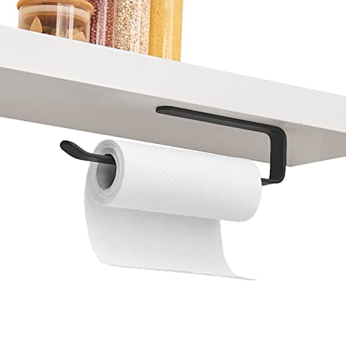Joom Self-Adhesive Paper Towel Holder Under Cabinet Towel Holder/ Hand Towel Bar--Self-Adhesive Hanging on The Wall,Toilet Tissue Roll Paper Holder, No Drilling, 13 inches Black (13 Inch)