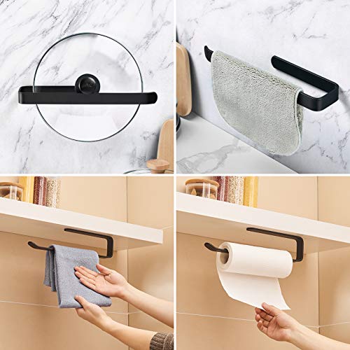 Joom Self-Adhesive Paper Towel Holder Under Cabinet Towel Holder/ Hand Towel Bar--Self-Adhesive Hanging on The Wall,Toilet Tissue Roll Paper Holder, No Drilling, 13 inches Black (13 Inch)