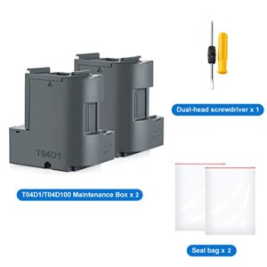 SubliPlus+ T04D1/T04D100 Ink Maintenance Box Replacement for ET-3750 ET-15000 ET-4760 ET-3760 XP-5100 ET-3850 ET-4850 WF-2860 ET-3710 ET-5150 ET-3830 etc. Printers (TO4D1/TO4D100/T04D1/EWMB2) 2 Packs