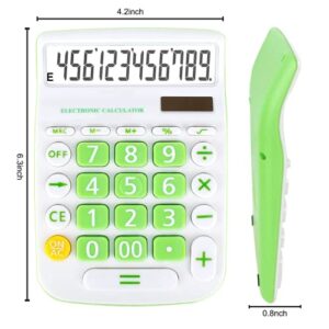 Calculators Desktop, Two Way Power Battery and Solar Desk Calculator, Big Buttons Easy to Press Used as Office Calculators for Desk, 12 Digit Adding Machine Calculators Large LCD Display (Green)