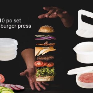 Hamburger Press Patty Maker Freezer Containers - All In One Convenient Package - 10 Pieces Set Hamburger Patty Mold - Essential Tool to Make hamburger Patties – Ideal BBQ Gift For Family And Friend