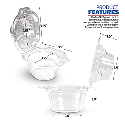 IHONGBEI 100 Packs Individual Cupcake Containers Stackable Single Compartment Cupcake Disposable Carrier Holder Box Deep Dome Clear Plastic BPA-free (100 PCs)