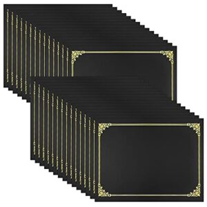 sunee certificate holders(black, 30 packs), diploma covers gold foil border, for letter size 8.5×11 certificates, cardstock, document papers