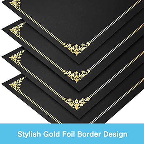 SUNEE Certificate Holders(Black, 30 Packs), Diploma Covers Gold Foil Border, for Letter Size 8.5x11 Certificates, Cardstock, Document Papers