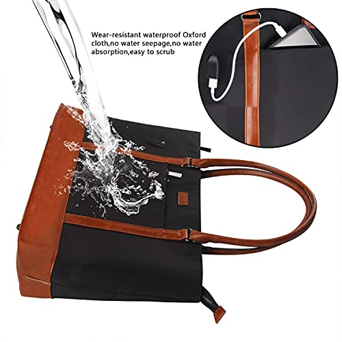 Woman Laptop Tote Bag, USB Teacher Bag, Large Work Bag Purse Fits 15.6 in Laptop, Lightweight Waterproof Leather Laptop Bag Shoulder Bag, Messenger Bag