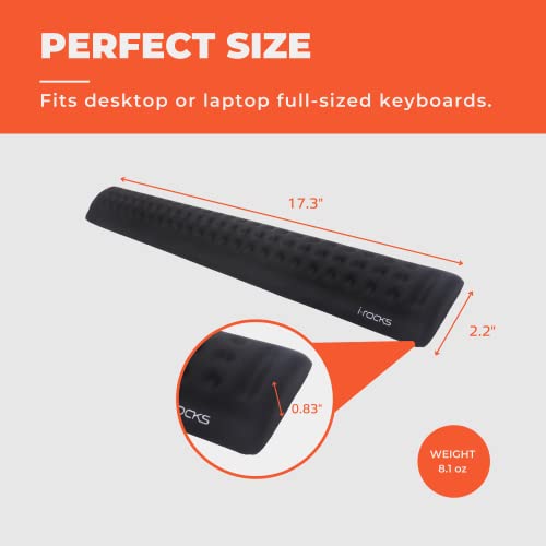 i-Rocks IRC41 Ergonomic Keyboard Memory Foam Wrist Rest Pad with Anti-Slip Base; Provides Cushioned Support and Pain Relief for Office, Gaming, Computer, Laptop, and Typing. (Black)