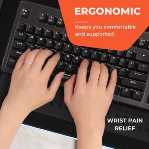 i-Rocks IRC41 Ergonomic Keyboard Memory Foam Wrist Rest Pad with Anti-Slip Base; Provides Cushioned Support and Pain Relief for Office, Gaming, Computer, Laptop, and Typing. (Black)