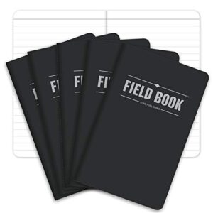 elan publishing company field notebook / pocket journal – 3.5″x5.5″ – black – lined memo book – pack of 5