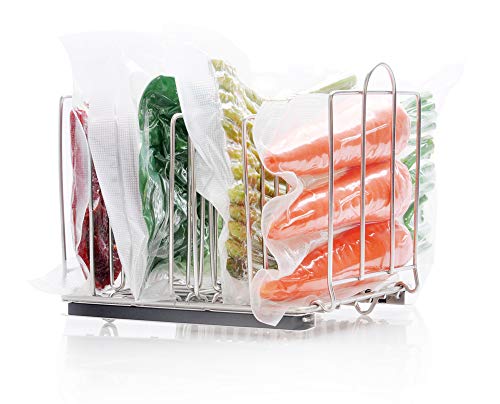 EVERIE Weighted Sous Vide Rack Divider, Improved Vertical Mount Stops Wobbling, 5 Detachable Stainless Steel Dividers and 2 Built-in Holder Dividers