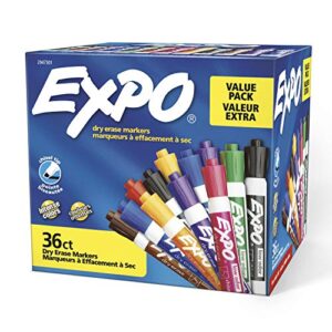 expo low-odor dry erase markers, chisel tip, assorted colors, 36 pack