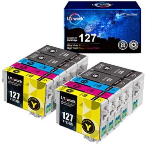 uniwork high yield remanufactured 127 ink cartridge replacement for epson 127 t127 ink for workforce 545 845 645 wf-3540 wf-3520 wf-7010 wf-7510 wf-7520 nx530 nx625 printer, 10 pack