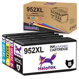 halofox remanufactured ink-cartridge replacement for hp 952 xl 952xl with updated chips for hp officejet pro 8710 8720 7720 7740 8740 8715 8730 8725 8702 8216 8210 printer ink (4-pack)