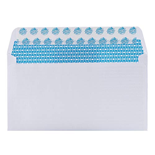 #6 3/4 Security Tinted Self-Seal Envelopes - No Window, Size 3-5/8 X 6-1/2 Inches - White - 24 LB - 100 Count (34600)